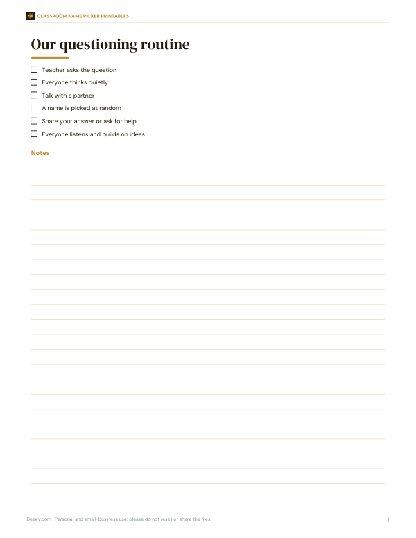 Preview of Printable Questioning Routine Poster